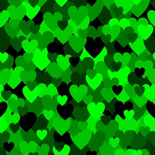 Padrão de coração verde esmeralda. Textura do vetor da camuflagem para o dia dos namorados — Vetor de Stock