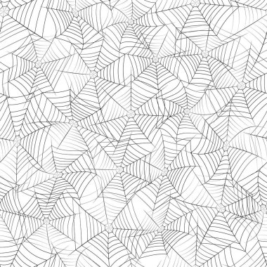 Beyaz zemin üzerinde siyah örümcek ağı olan kusursuz vektör dokusu.