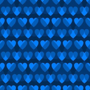 Mozaik mavi kalp deseni. Sevgililer Günü için dekoratif Vektör dokusu