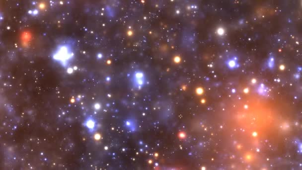 Nebulosa colorida estrella de viaje lado de la cámara galaxia voladora con estrellas brillantes — Vídeo de stock