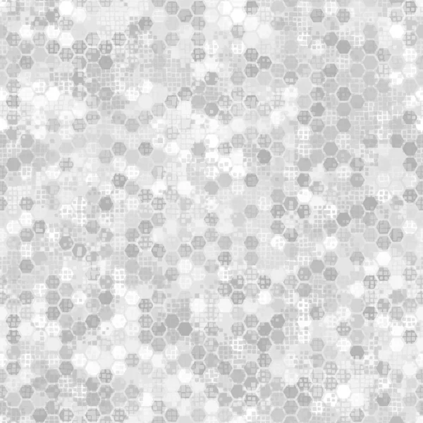 Monochromes nahtloses Honigmuster mit halbtongefüllten Sechskantzellen im linearen Stil — Stockvektor