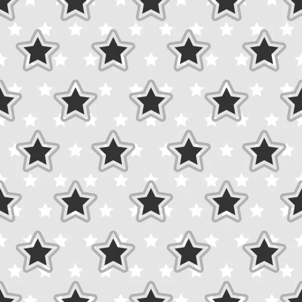 Modèle abstrait sans couture avec des étoiles sur un fond gris. Illustration vectorielle — Image vectorielle