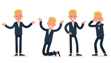 İş adamları karakter vektör tasarımı. Çeşitli eylem ve çalışmalarda sunum. 3 numara.