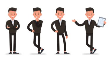 İş adamları karakter vektör tasarımı. Çeşitli eylem ve çalışmalarda sunum. 22 numara.