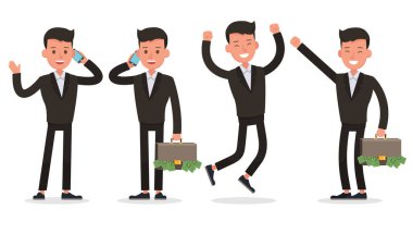 İş adamları karakter vektör tasarımı. Çeşitli eylem ve çalışmalarda sunum. 19 numara.