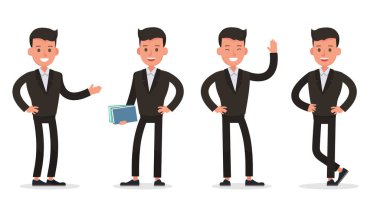 İş adamları karakter vektör tasarımı. Çeşitli eylem ve çalışmalarda sunum. 28 numara.