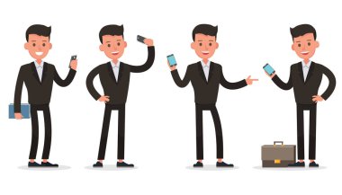 İş adamları karakter vektör tasarımı. Çeşitli eylem ve çalışmalarda sunum. No 29