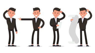 İş adamları karakter vektör tasarımı. Çeşitli eylem ve çalışmalarda sunum. 36 numara.