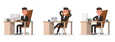 İş adamları karakter vektör tasarımı. Çeşitli eylem ve çalışmalarda sunum. 44 numara.