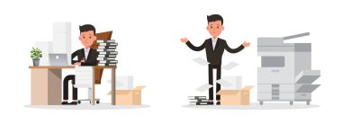 İş adamları karakter vektör tasarımı. Çeşitli eylem ve çalışmalarda sunum. 43 numara.