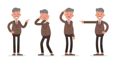 İş adamı karakter tasarımı. Duygular, duruş, yürüyüş ve çalışma ile çeşitli eylemlerde sunum. 2 numara.