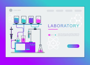 Laboratuar vektör tasarımı. İniş sayfası ve arkaplan şablonu.