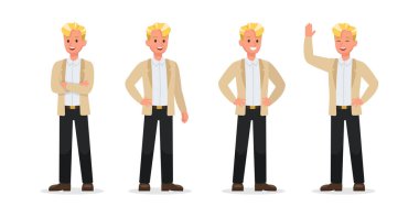 İş adamı karakter vektör tasarımında çalışıyor