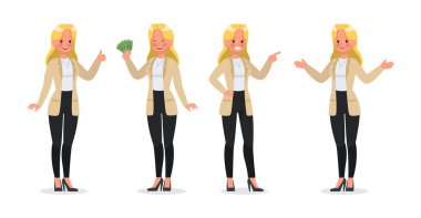 İş kadını 3 numaralı karakter vektör tasarımında çalışıyor.