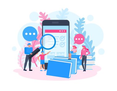 Aile karakter vektör tasarımı. Çevrimiçi öğrenme kavramı.