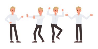 Adam beyaz gömlek karakter vektör tasarımı giyiyor. 7 numara.