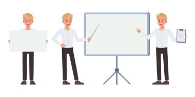 Adam beyaz gömlek karakter vektör tasarımı giyiyor. 6 numara.