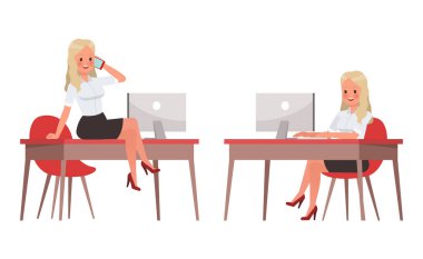 Kadın beyaz gömlek karakter vektör tasarımı giyiyor. 3 numara.