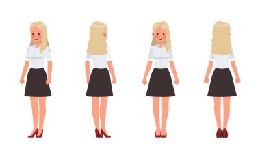 Kadın beyaz gömlek karakter vektör tasarımı giyiyor.