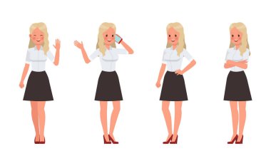 Kadın beyaz gömlek karakter vektör tasarımı giyiyor. 5 numara.