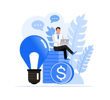 İş adamları karakter vektör tasarımı. İş adamları fikir kavramında başarılı oldular.