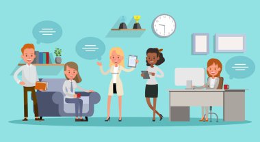 17 numaralı ofis vektör karakter tasarımında çalışan iş adamları