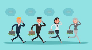 Ofis vektör tasarımı üzerinde çalışan iş adamları no 50