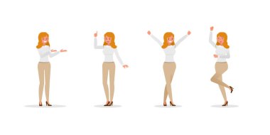 Business Woman farklı jestler gösteriyor karakter vektör tasarımı. 25 numara.