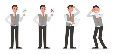 4 numaralı karakter vektör tasarımında çalışan işadamı