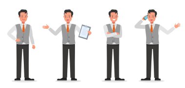 7 numaralı karakter vektör tasarımında çalışan işadamı