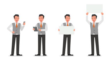 9 numaralı karakter vektör tasarımında çalışan işadamı