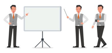 12 numaralı karakter vektör tasarımında çalışan işadamı