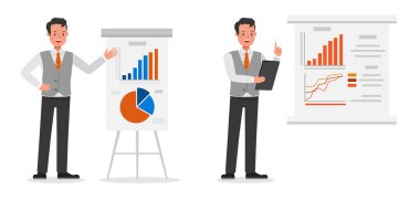 13 numaralı karakter vektör tasarımında çalışan işadamı