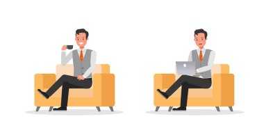 18 numaralı karakter vektör tasarımında çalışan işadamı