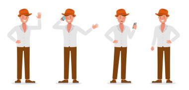 27 numaralı karakter vektör tasarımında çalışan işadamı