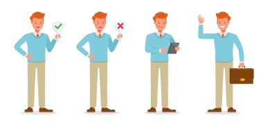 47 numaralı karakter vektör tasarımında çalışan işadamı