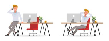 74 no 'lu karakter vektör tasarımında çalışan işadamı