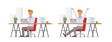 72 numaralı karakter vektör tasarımında çalışan işadamı