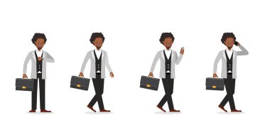 86 numaralı karakter vektör tasarımında çalışan işadamı