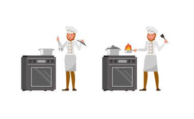 Şef kadın karakter vektör tasarımı. 5 numara.