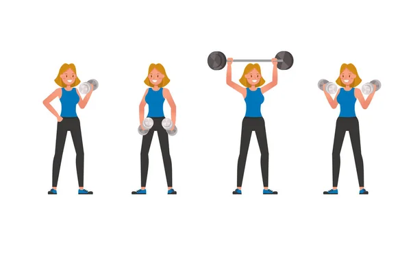 Fitness Entrenador Personaje Vector Diseño Mujer Vestida Con Ropa Deportiva — Archivo Imágenes Vectoriales