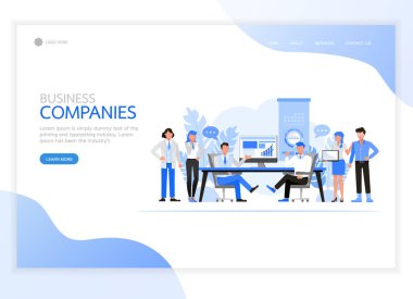 İnsanların karakter vektör tasarımı. İş şirketleri konsepti. İniş sayfası, web pankartı, bilgi grafikleri ve arkaplan şablonu.