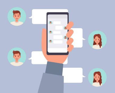 insanlar akıllı telefon karakter vektör dizaynı numara 8 oynuyorlar