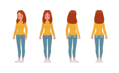 Kadın karakter vektör tasarımı. 