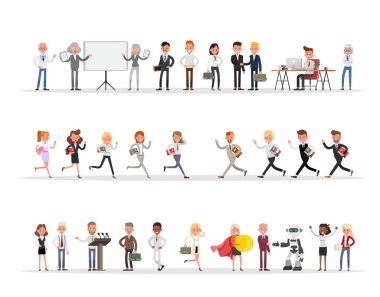 11 numaralı ofis karakter vektör tasarımında çalışan iş adamları