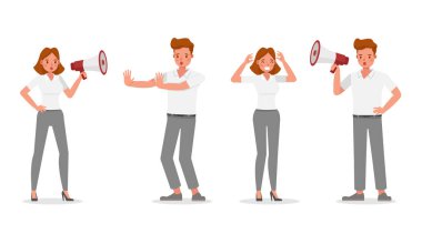 Ofis karakter vektör tasarımında çalışan iş adamları. 5 numara.