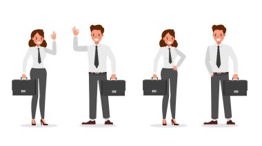 Ofis karakter vektör tasarımında çalışan iş adamları. 17 numara.