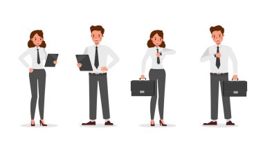 Ofis karakter vektör tasarımında çalışan iş adamları. 18 numara.