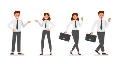 Ofis karakter vektör tasarımında çalışan iş adamları. 20 numara.