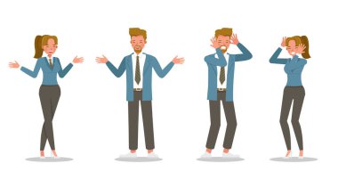 Ofis karakter vektör tasarımında çalışan iş adamları. no29